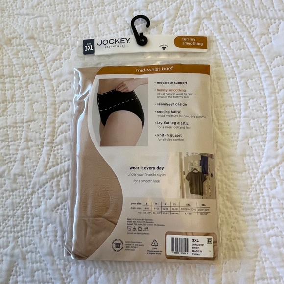 Jockey Essentials Tummy Smoothing Mid-waist Briefs 2 Pack  NEW size 3X - Picture 5 of 5